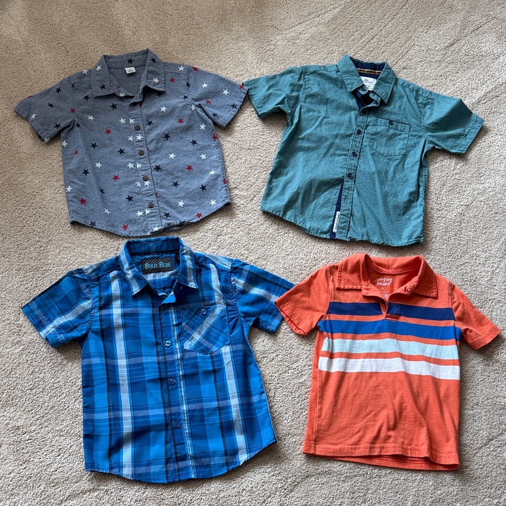 5T Short-Sleeve Button Shirts Bundle - 4 pcs